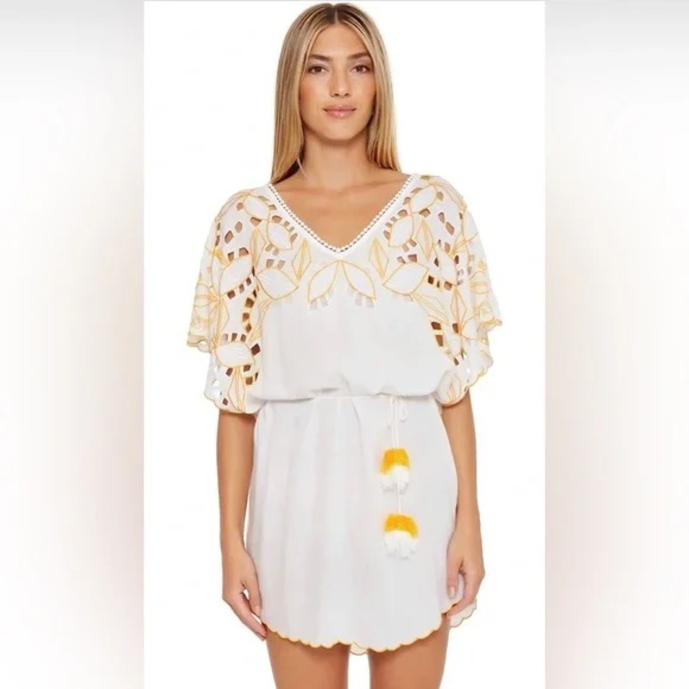 EUC Trina Turk embroidered swim dress